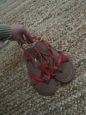 RED CRISS CROSS SANDALS